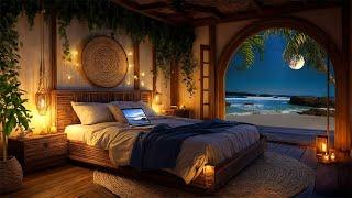 Sleep by the Shore: Peaceful Beach Night Ambience in a Cozy Bedroom | Nature Sounds for Sleep