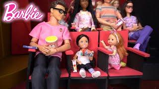 Barbie & Ken Doll Family Sleepover & Movie Theater Adventure