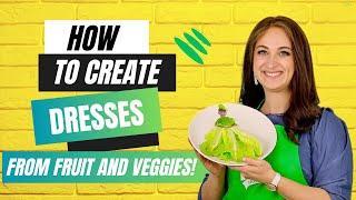 Creative Culinary Art: Fashioning a Dress from food Fruits & Veggies on a Plate