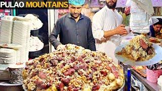 Golden Pulao Mountain, Street Food in Peshawar - Jan Chawal | Zaiqa dar Beef Pulao