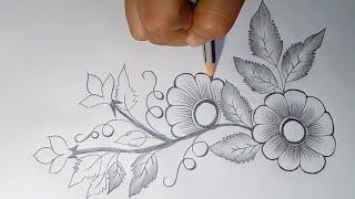 how to draw flowers with pencil (for beginners) || muskan drawing & art ||