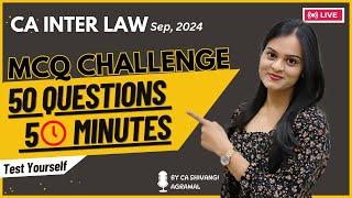 CA Inter Law | LIVE MCQ Challenge | 50 Questions in 50 Minutes