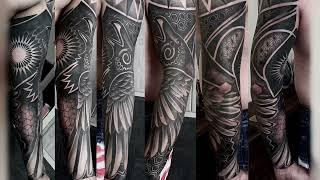 South Ink Custom Tattoo - Timelapse Video of Freehand Geometric Celtic Fullsleeve Arm Tattoo