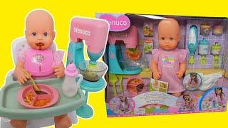 New Baby born doll Neuco first feeding with toy mixer and baby doll accessories