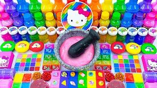 HELLO KITTY Slime Mixing Random With Glitter Eyeshadow Makeup Cosmetics! | Oddly Satisfying Slime