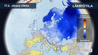 Kuukausiennuste lämpötiloista 10.2.2025