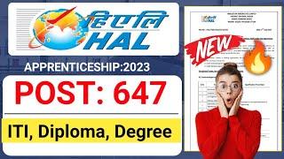 HAL ITI, Diploma, Degree Recruitment 2023| Hindustan Aeronautics Limited Apprentice Vacancy|