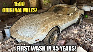 First Wash in 45 Years: BARN FIND Corvette With 1599 Original Miles! | Satisfying Restoration