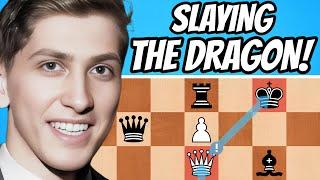 "Total Insanity!" - Bobby Fischer OBLITERATES Brent Larsen's Dragon Sicilian! (Bobby Fischer chess!)