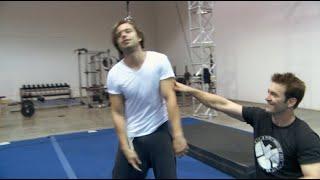 Scarlett Johansson and Sebastian Stan training for Captain America: Winter Soldier