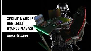 XPrime Markus RGB Ledli (Kumandalı) Oyuncu Masası - %100 Yerli Üretim - Çelik Konsürüsyon iskelet