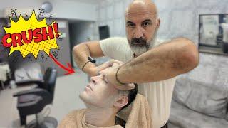 Strong ASMR Barber Delivers Close Shave & Intense Turkish Massage ‍️