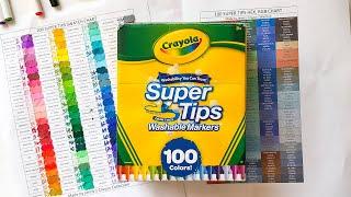 100 Super Tips Color Names! Swatch and Color Charts for Crayola Super Tips Markers