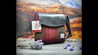 Harris Tweed Red Tartan Leattweed Ellis shoulder bag