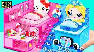 Build Simple Hello Kitty vs Frozen House in Hot and Cold Style with Two Bedroom️DIY Miniature House