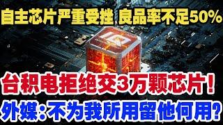 自主芯片严重受挫 良品率不足50%，台积电拒绝交3万颗芯片！外媒：不为我所用留他何用？