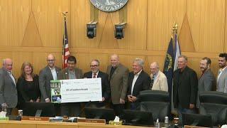 NV Energy presents check to RTC of Southern Nevada for electric bus program