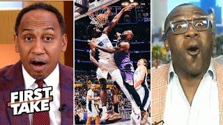 FIRST TAKE | Stephen A. on LeBron James POSTERIZES Isaac; Lakers 6-game win streak snapped by Magic