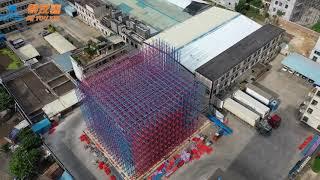 Aerial Video  Deyouxin's Clad Racking Cold Storage ASRS Project  Installation In Process