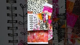 Mixed Media Collage in my mini Art Journal using handmade papers and stamps #artjournaling