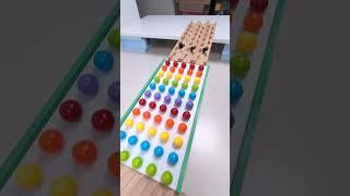 marble Run Race ASMR #41 Wooden Wave Course Colorful Marbles #shorts #marblerun #marblerunrace #asmr