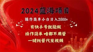 【完整教程】2024蓝海项目，网盘拉新，操作简单小白日入2000+，一键托管代发视频