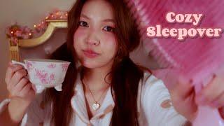 ASMR RP | Girly Sleepover with Your Best Friend  (hair brushing, skincare, snack, tea) ft. Dossier