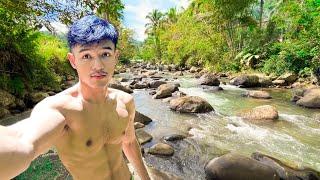 Picking coconut and bathing in the river with sexy man