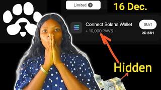 PAWS Airdrop Mystery Quest 16 December Solana Wallet Connect