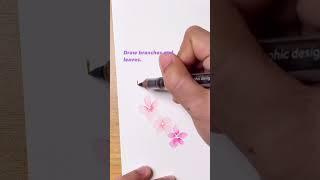 Cherry Blossoms Wreath Made Easy With Brushpens