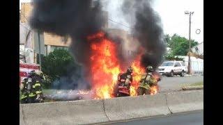 Hillside NJ Burning Car Rescue