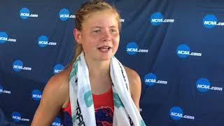 Allie Ostrander talks after winning record third straight NCAA steeplechase title