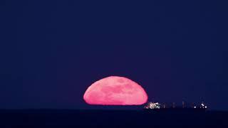 Full Moon Rises Above Ocean