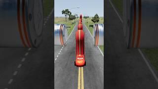 Mix Mcqueen Cars Vs Giant Bollard #beamng #beamngdrive #shorts