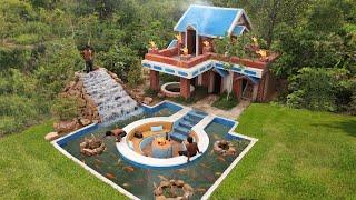 [Full Video]Build Creative 2-story  villa House With Aquarium ,Artificial Waterfall & Water Well