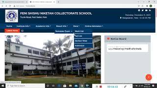 How to check the result of Feni Shishu Niketan Collectorate School