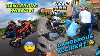 Hogaya Dangerous Accident  Racing with Superbike  Crazy Wheelies 