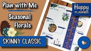 🪷Seasonal Florals Stickers Spread ~ Skinny Classic Happy Planner ~ Plan with Me