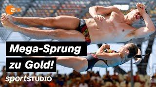 Gold für Synchron-Mixed-Duo Massenberg und Punzel | Schwimm-EM Rom | sportstudio