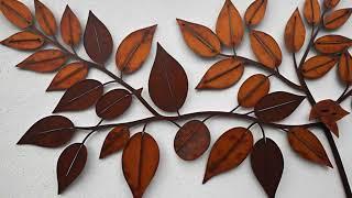 Stylish Corten Steel Bamboo Leaves Laser Cut Wall Art for Modern Home & Restaurant Decor