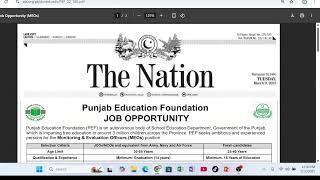 113 New Jobs in Punjab Education Foundation II How to apply in PEF II PPSC Update about Typing