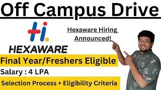 Hexaware Off Campus Recruitment | Final Year/Freshers Eligible | Salary : 4 LPA  