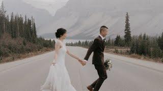 Couple stroll around Banff, Alberta before eloping | Adriel & Erica | Icefields Parkway