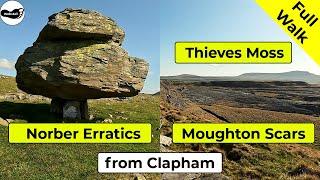 Thieves Moss, Moughton Scars and Norber Erratics walk from Clapham in the Yorkshire Dales - 4k Walk