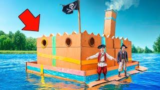 I built a BIGGEST PIRATE CARDBOARD SHIP! We became pirates