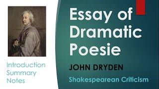 Essay of Dramatic Poesie: John Dryden | Shakespearean Criticism | Summary | Notes@RaushanShresth