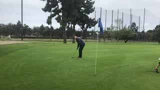 Annoyed Muttering golfer has to watch his language because of female playing partners