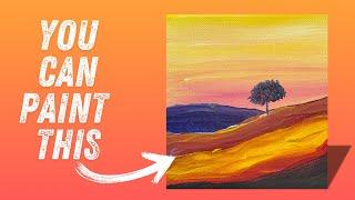 Easy Landscape in Acrylic: Create, Gift, Repeat! #acrylicpainting #beginnerfriendly