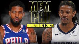 Philadelphia 76ers vs Memphis Grizzlies Full Game Highlights - November 2, 2024 NBA Season