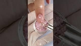 @Merlin Nails  Best long nude pink Glass Glitter Nails ballerina shape | Gel nails by Merlin